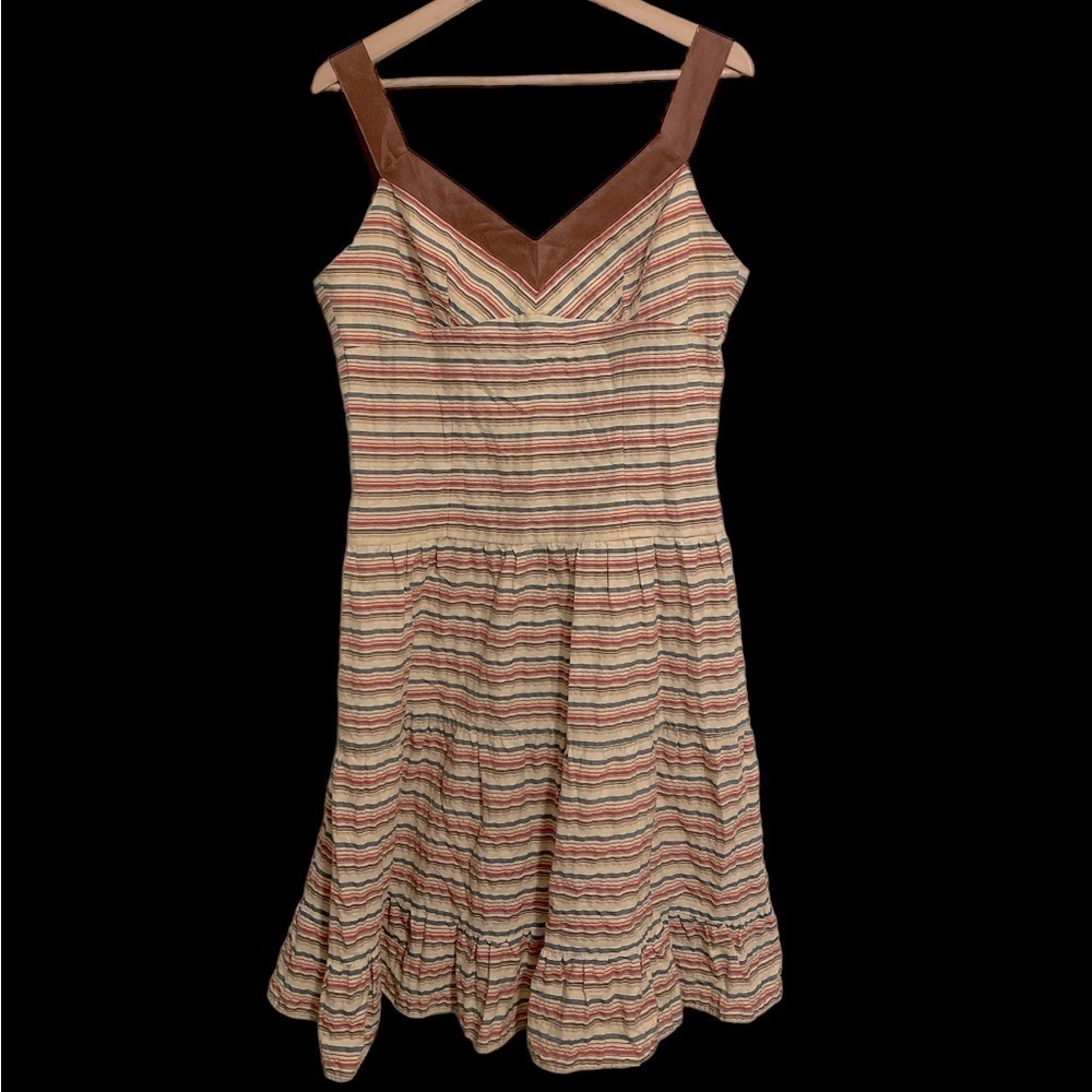 Giorgio Fiorlini Collection Women’s Sundress Size 14 Striped Ruffle Hem Dress - Picture 4 of 8
